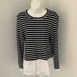 Alexander Jordan Classic Navy and White Striped Long Sleeve Top Sz. M